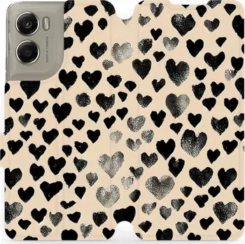Pouzdro na mobilní telefon Flipové pouzdro Mobiwear - Motorola Moto G06 Power - VA51S Černá srdíčka (Knížkové flip pouzdro, obal, kryt na mobil Motorola Moto G06 Power - VA51S Černá srdíčka, materiál Umělá kůže + TPU - ochrana 360°, stojánek, silikonová vanička, magnetické zavírání