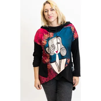 Dámská mikina Italy fashion Dlouhá mikina GALE Barva: Květiny, Velikost: UNI: M-XL