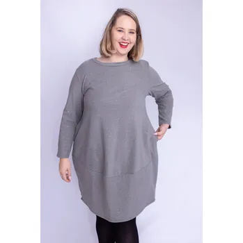 Dámské šaty Italy fashion Mikinové šaty ANNA Barva: Šedá, Velikost: UNI: XL-3XL
