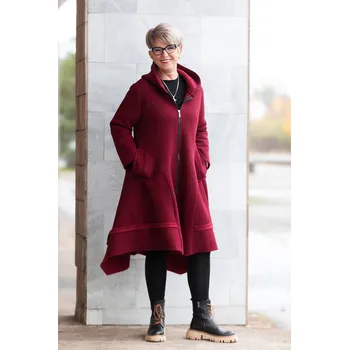 Dámská mikina Italy fashion Mikinový kabát BEIRA Barva: Vínová, Velikost: UNI: L-2XL