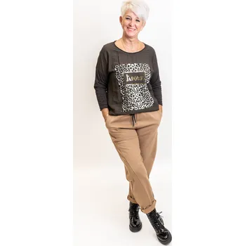 Dámské oblečení Italy fashion Teplákové kalhoty SAGE Barva: Hnědá, Velikost: UNI: XL-3XL