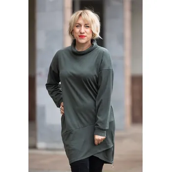 Dámské šaty Italy fashion Fleecové šaty NICE Barva: Khaki, Velikost: UNI: L-2XL