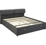 Tmavě šedá čalouněná dvoulůžková postel s úložným prostorem s roštem 160x200 cm Calvi – Actona ID_1829136