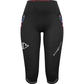 Dámské legíny Crazy běžecké legíny 3/4 - dámské - černá/motiv motýl Velikost: M