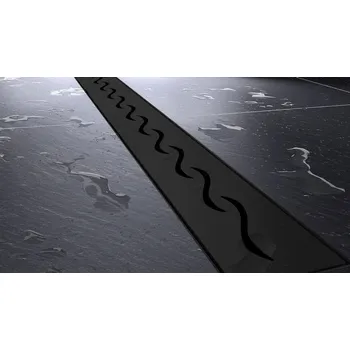 Sprchový žlab MEXEN WAVE BLACK - černý (60 cm)