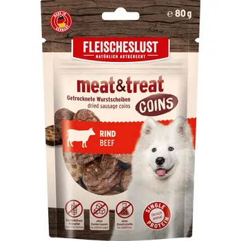Pamlsek pro psa 80g Fleischeslust Meat & Treat Coins hovězí pes