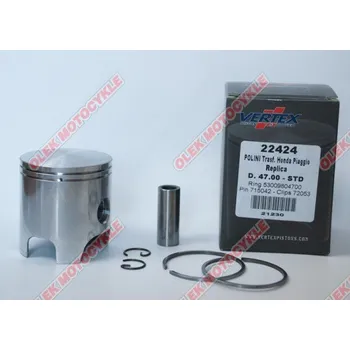 Píst motoru Píst Vertex POLINI, HONDA, PIAGGIO 46,95mm čep 12mm (kroužky 53009804700 X 2 kusy) (Píst Vertex POLINI, HONDA, PIAGGIO 46,95mm čep 12mm (kroužky 53009804700 X 2 kusy))