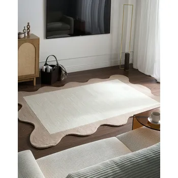 Bytový textil Koberec béžový vlna nepravidelný tvar geometrický vzor 160 x 230 cm moderní styl obývací pokoj Beliani