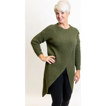 Dámský svetr Italy fashion Dlouhý svetr VERA Barva: Khaki, Velikost: UNI: M-XL