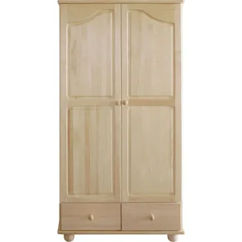 Šatní skříň Nabytek-dreveny.cz Dvoudveřová dřevěná šatní skříň MAX 18 borovice masiv 90x190x40 cm Barevné provedení: Přírodní lakovaná