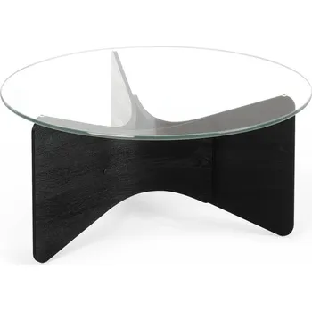 Konferenční stolek Černý kulatý konferenční stolek se skleněnou deskou 87x87 cm Madera – Umbra ID_1644512