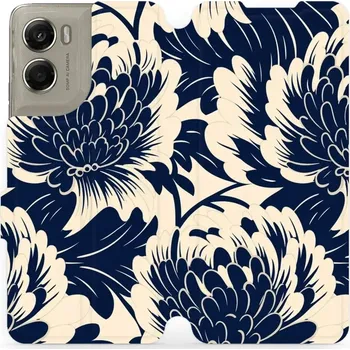 Pouzdro na mobilní telefon Flipové pouzdro Mobiwear - Motorola Moto G06 Power - VA40S Modré a béžové květy (Knížkové flip pouzdro, obal, kryt na mobil Motorola Moto G06 Power - VA40S Modré a béžové květy, materiál Umělá kůže + TPU - ochrana 360°, stojánek, silikonová vanička,)