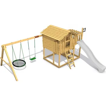 Hra na zahradu Dětský domeček Monkey´s Home Chatrč pirát Storm s houpačkami - zelené