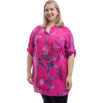 Italy fashion Dámská květovaná košile ESME Barva: Tmavě růžová, Velikost: UNI: XL-3XL