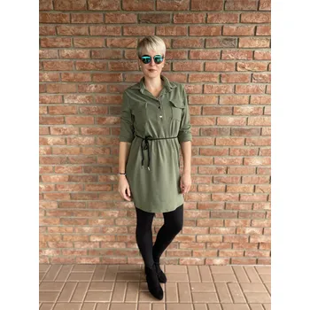 Dámské oblečení Italy fashion Hemíškové šaty na zapínání Barva: Petrolejová, Velikost: UNI - L/XL