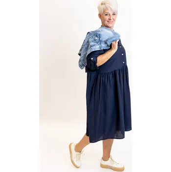 Dámské šaty Italy fashion MAXI šaty ROMELIA Barva: Tmavě modrá, Velikost: UNI: 2XL-4XL