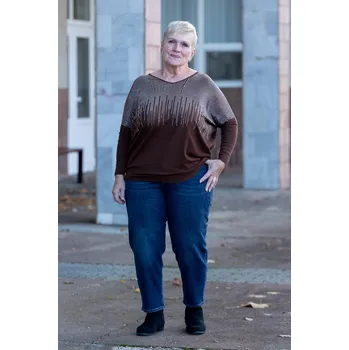 Dámský svetr Z STUDIO Úpletový top ANETA [ZS5292] Barva: čokoládová, Velikost: UNI: 2XL-4XL