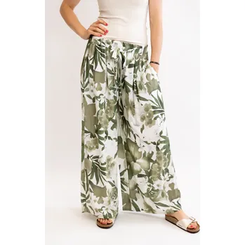 Dámské kalhoty Italy fashion Letní kalhoty MONA Barva: Khaki, Velikost: UNI: L-2XL