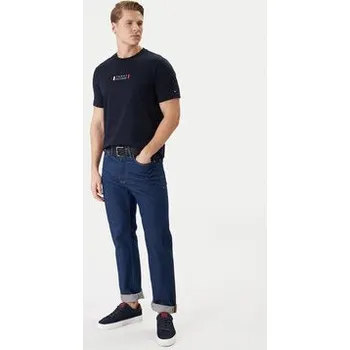 Pánská móda Tommy Hilfiger T-Shirt Brand Love Small Center Tee MW0MW41453 Tmavomodrá Regular Fit XS