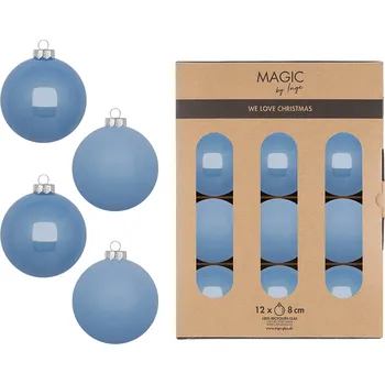 Vánoční dekorace Sada vánočních baněk, modrá, sklo, 12 ks&nbsp;16436P812