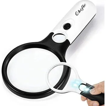 Lupa se světlem, 3x 45x zvětšení, osvětlená čtecí lupa se 3 LED diodami, nejlepší ruční lupa pro