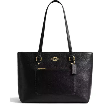 Módní doplněk COACH Kabelka Station Tote Bag In Signature Pebbled Leather Gold Black