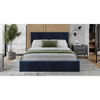 Postel Čalouněná postel PASADENA PARIS 120x200 s kovovým roštem TMAVĚ MODRÁ