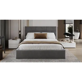 Postel Čalouněná postel PASADENA PARIS 180x200 s kovovým roštem TMAVĚ ŠEDÁ