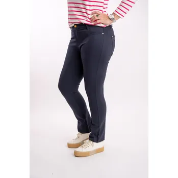 Dámské kalhoty M.SARA Pružné kalhoty s rovným střihem DIAMONDS BLUE [ZD01-68] Barva: Modrá, Velikost: 38