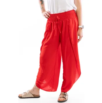 Dámské kalhoty Italy fashion Dámské letní kalhoty KIARA Barva: Červená, Velikost: UNI: větší S-L