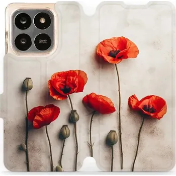 Pouzdro na mobilní telefon Flipové pouzdro Mobiwear - Honor X7d - VP42S Vlčí máky (Knížkové flip pouzdro, obal, kryt na mobil Honor X7d - VP42S Vlčí máky, materiál Umělá kůže + TPU - ochrana 360°, stojánek, silikonová vanička, magnetické zavírání)