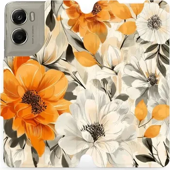 Pouzdro na mobilní telefon Flipové pouzdro Mobiwear - Motorola Moto G06 Power - VP75S Podzimní květy (Knížkové flip pouzdro, obal, kryt na mobil Motorola Moto G06 Power - VP75S Podzimní květy, materiál Umělá kůže + TPU - ochrana 360°, stojánek, silikonová vanička, magnetické zavírá