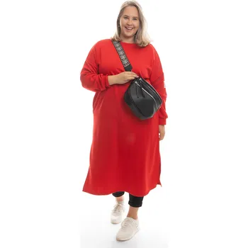 Dámské šaty Italy fashion Mikinové šaty VILMA Barva: Červená, Velikost: UNI: L-2XL