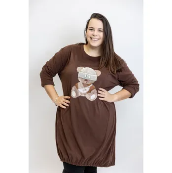 Dámské šaty Italy fashion Mikinové šaty TEDDY Barva: Hnědá, Velikost: UNI: XL-4XL
