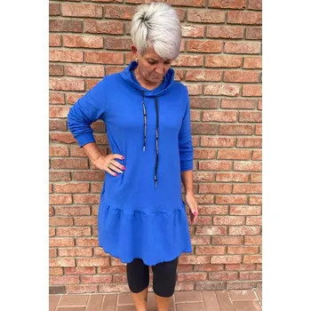 Dámské šaty Italy fashion Hemíškové šaty s kapucí Barva: Vínová, Velikost: UNI