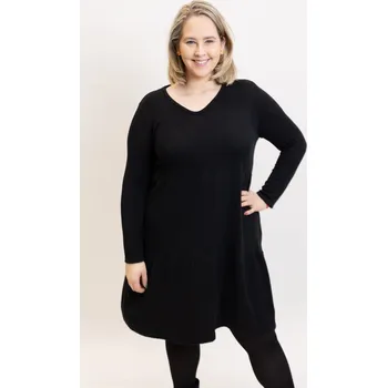 Dámské šaty Italy fashion Úpletové šaty EVELIN Barva: Černá, Velikost: UNI: XL-3XL
