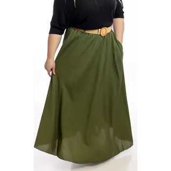 Dámská sukně Italy fashion Dlouhá sukně BERNIE Barva: Khaki, Velikost: UNI: L-2XL