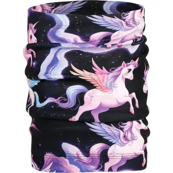 Čepice Dívčí fleesový nákrčník černý s jednorožci Yetti Dráče