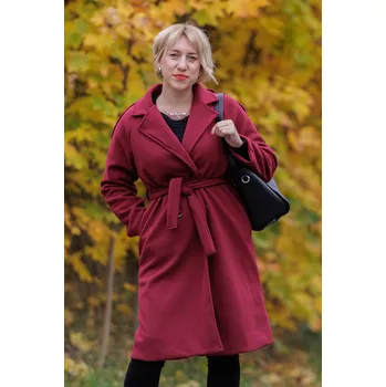 Dámský kabát Italy fashion Elegantní zimní kabát SIGMA Barva: Vínová, Velikost: 3XL