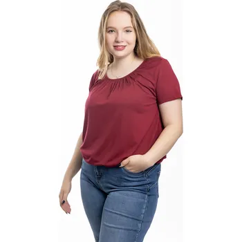 Italy fashion Dámské tričko do gumy BASIC short Barva: Vínová, Velikost: UNI: XL-3XL
