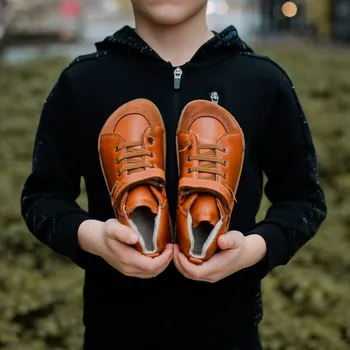 Dívčí zimní obuv CRAVE BERGEN WINTER 2.0 Cognac | Dětské zimní zateplené barefoot boty - 25