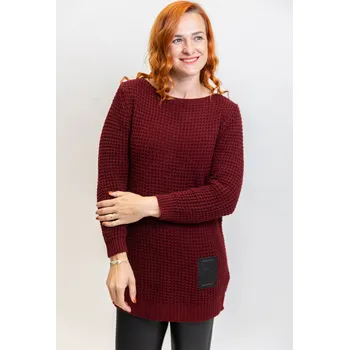 Dámský svetr Italy fashion Dlouhý svetr LUCY Barva: Vínová, Velikost: UNI: M-XL