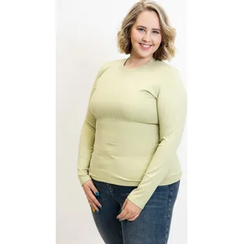 Dámské oblečení Benter Dámské žebrované tričko MELLOW s dlouhým rukávem [16418] Barva: Limetková, Velikost: 2XL