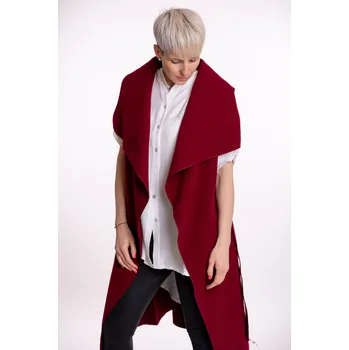 Pánská móda Italy fashion Fleesová vesta krátká Barva: Vínová, Velikost: UNI