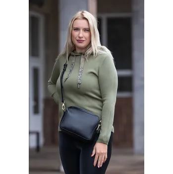 Dámské oblečení N.EVERY DAY Svetr s kapucí PERLA [B356] Barva: Khaki, Velikost: L/XL