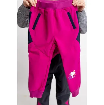 Dětská móda WOLF holčičí softshellové kalhoty s kočičkou bez fleese Barva: Růžová, Velikost: 110