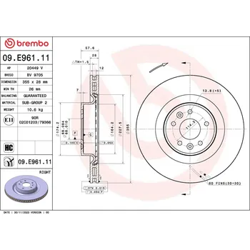 Brzdový kotouč Brzdový kotouč BREMBO 09.E961.11