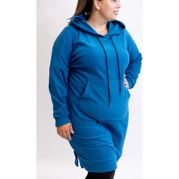 Dámské šaty Italy fashion Dlouhé mikinošaty ANET Barva: Petrolejová, Velikost: UNI: L-3XL