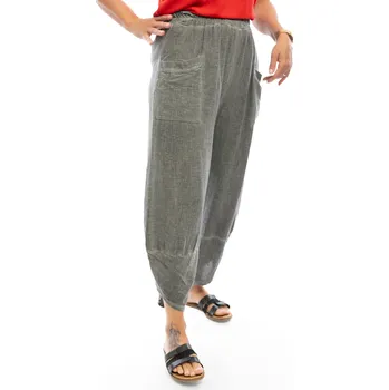 Dámské kalhoty Italy fashion Lněné kalhoty KATARINA Barva: Šedá, Velikost: UNI: M-XL