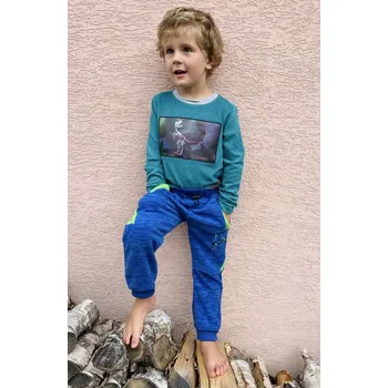 Chlapecké kalhoty KUGO Fleesové tepláky pro kluky [FM9719] Barva: Modrá, Velikost: 122